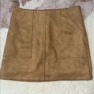 Revolve Superdown Suede Tan A-Line Mini Skirt